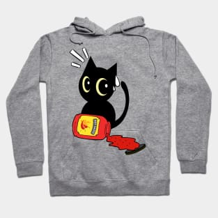 Funny Black Cat Spilled Hot Sauce Hoodie